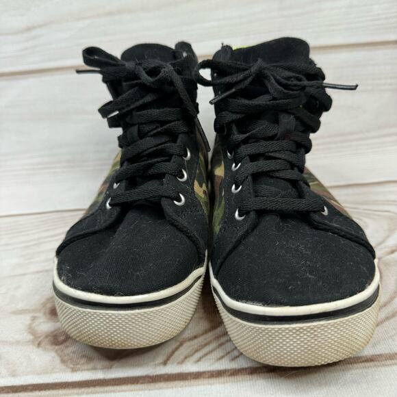 Wonder Nation Black & Green Camo Pattern Mid Top Sneakers Youth Size 1 - Picture 5 of 10